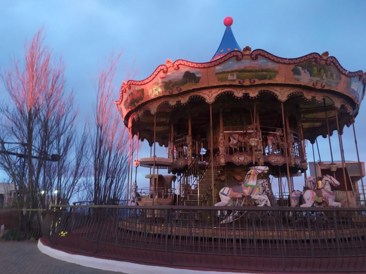 Sunset over the carousel