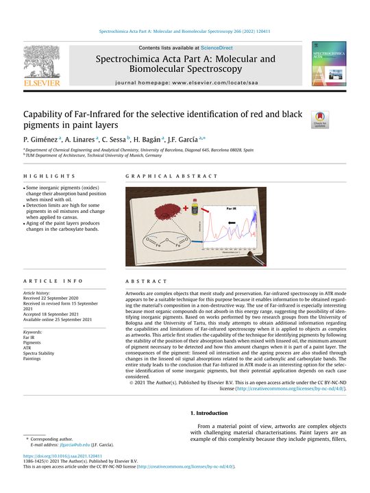 First page of the paper (Spectrochimica Acta A, 2022)